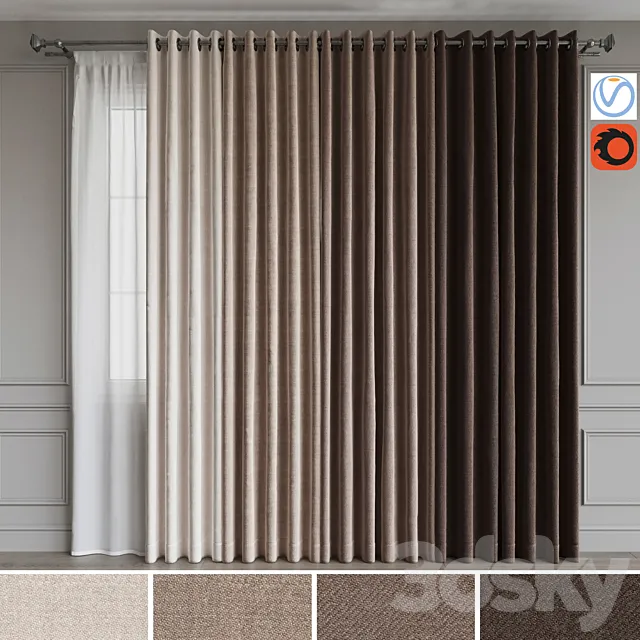 A set of curtains on the rings 18. Beige range 3DSMax File