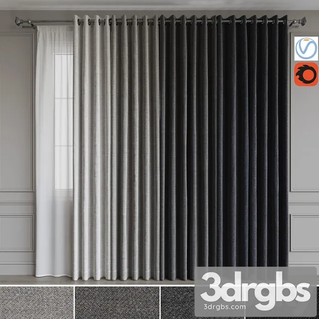 A set of curtains on the rings 19. gray gamma 3dsmax Download