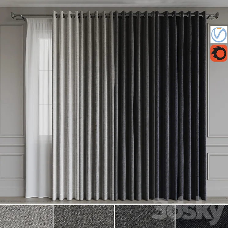 A set of curtains on the rings 19. Gray gamma 3DS Max