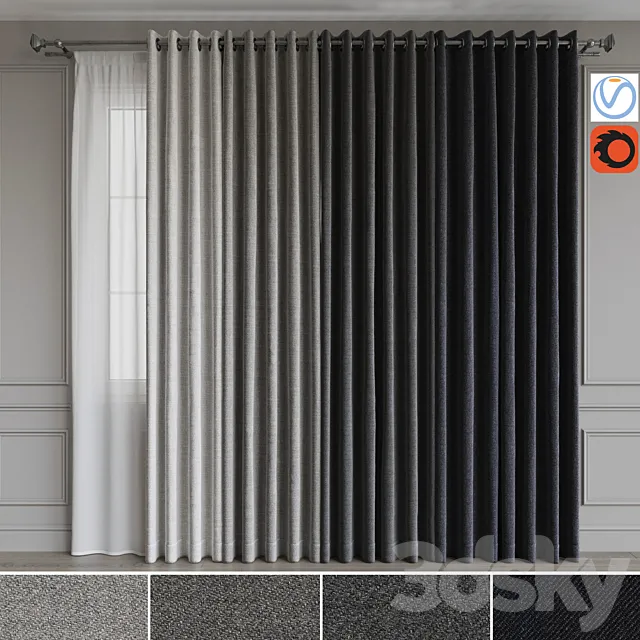 A set of curtains on the rings 19. Gray gamma 3DSMax File