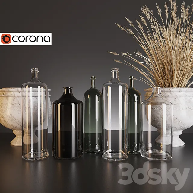 A set of decorative bottles. 3DSMax File