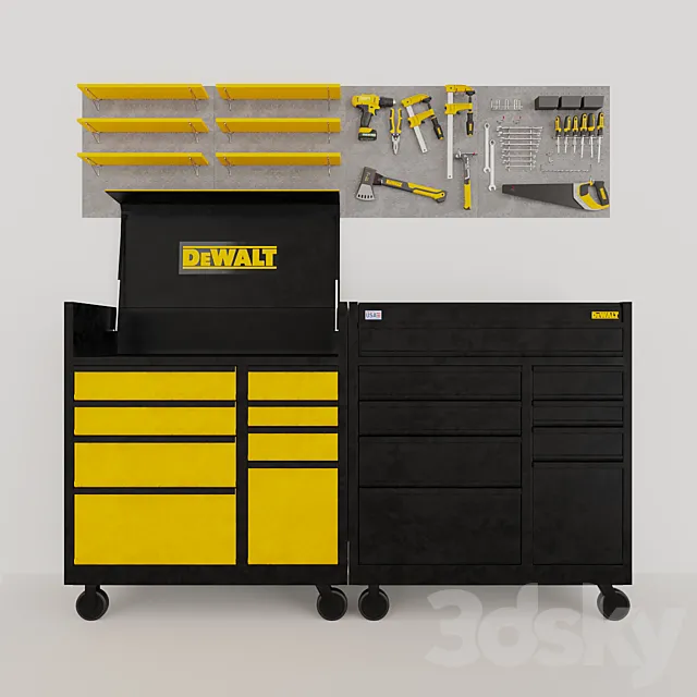 A set of DeWalt instruments on the punch panels 3ds Max