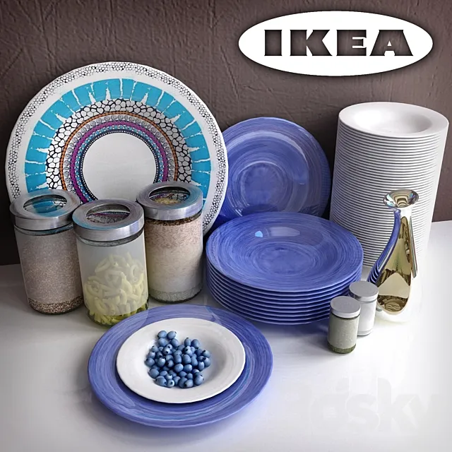 A set of dishes and jars of loose spices for IKEA 3DSMax File