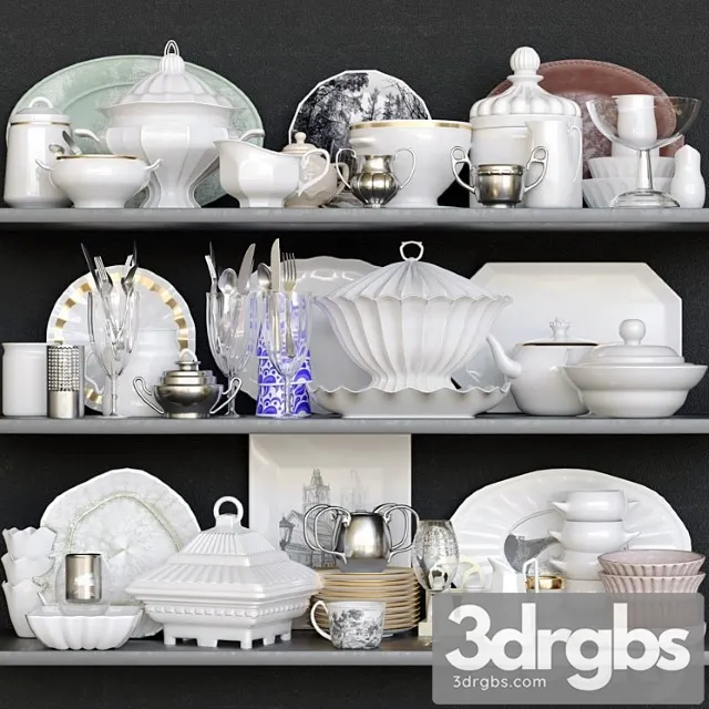 A Set Of Dishes In A Classic Style 8 Porcelain Service 3dsmax Download