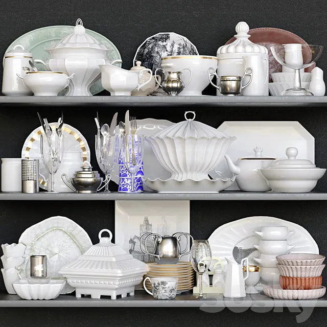 A set of dishes in a classic style 8. Porcelain service 3DS Max Model