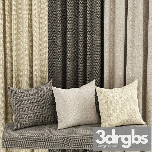 A set of fabric materials in neutral colors with a small pattern