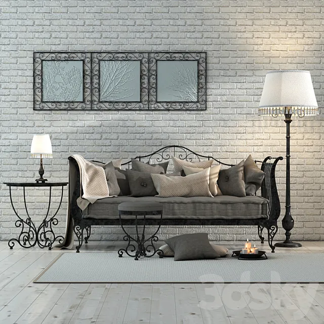 A set of forged furniture 3DS Max Model