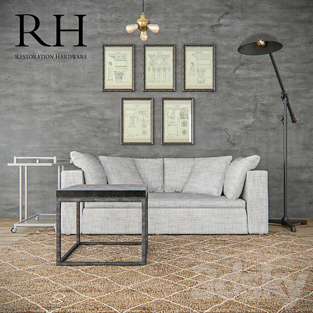 A set of furniture Restoration Hardware 3ds Max