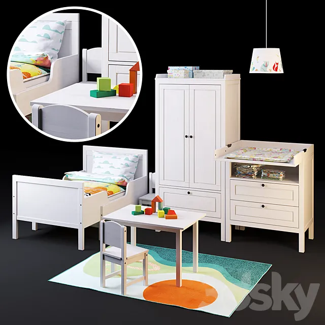 A set of furniture SUNDVIK from IKEA for children 3DSMax File