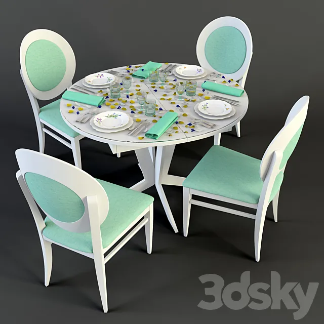 A set of furniture table with chairs + serverovka 3DSMax File