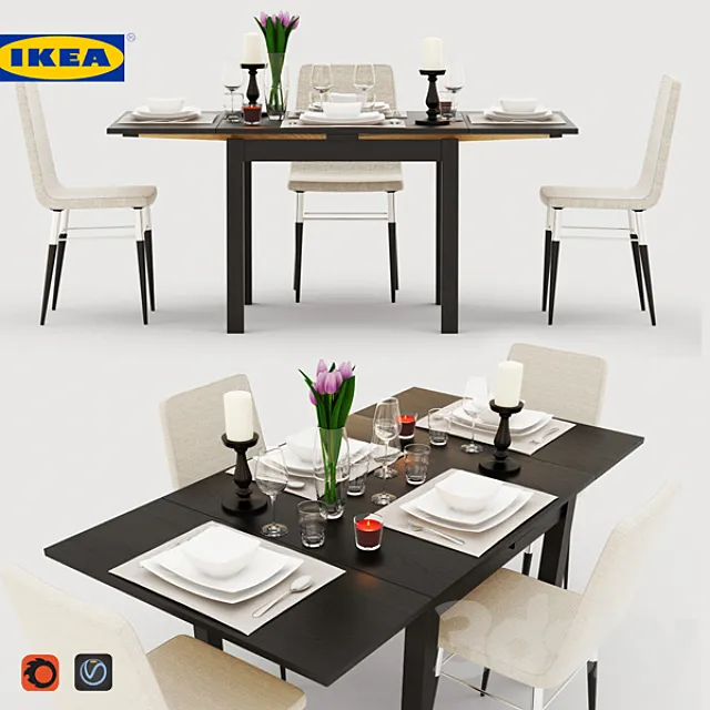 A set of IKEA furniture tableware decor 3ds Max