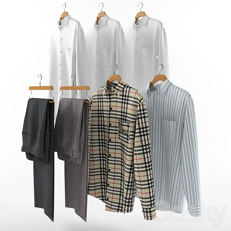 A set of men's clothes on hangers 3DS Max