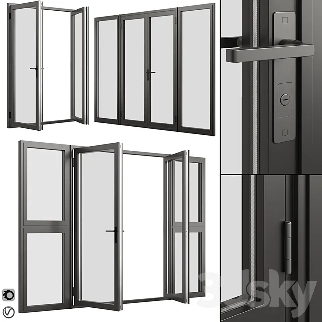 A set of metal windows and doors. 3ds Max