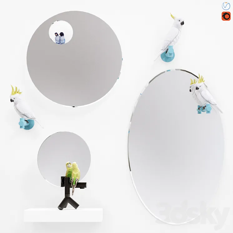A set of mirrors "The Parrot Party" 3DS Max