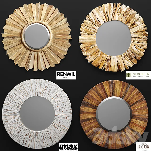 A set of mirrors. Wooden. boards. sun. eco. eco design 3DSMax File