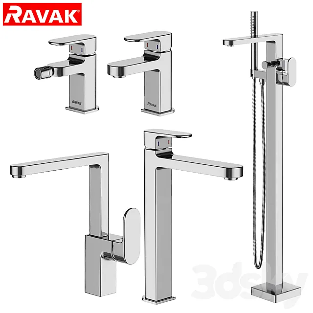 A set of mixers Ravak Chrome set 09 3ds Max