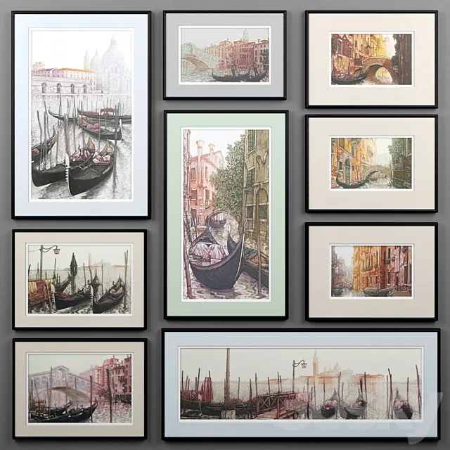 A set of paintings depicting Venice from Ugo Baracco 3ds Max