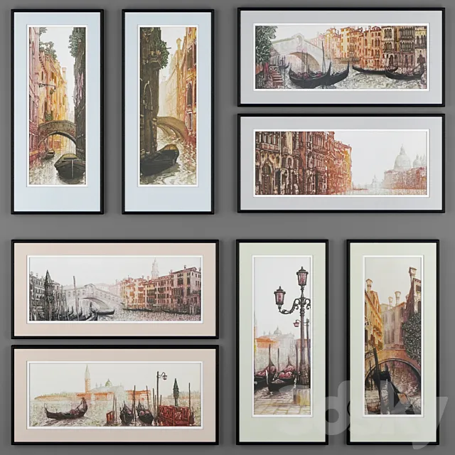 A set of paintings depicting Venice from Ugo Baracco 3DSMax File