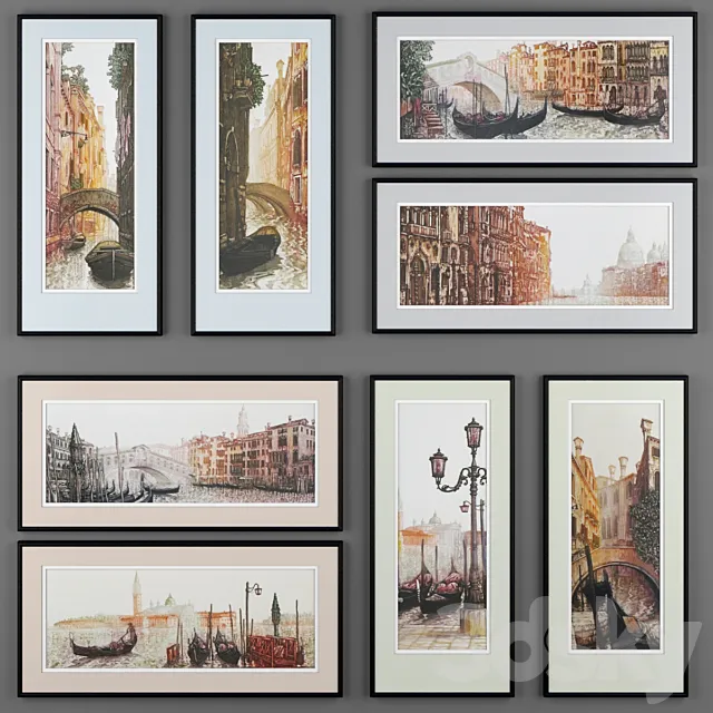 A set of paintings depicting Venice from Ugo Baracco 3DS Max Model