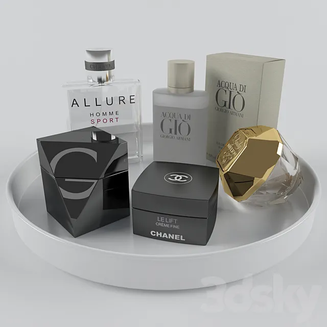 A set of perfume on a tray 3DS Max Model