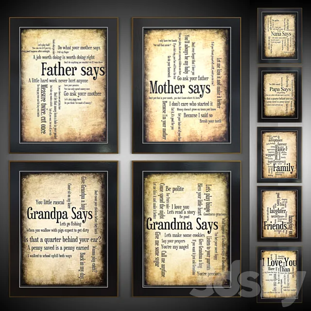 A set of pictures “Father Says” (9 pcs.) 3DS Max Model