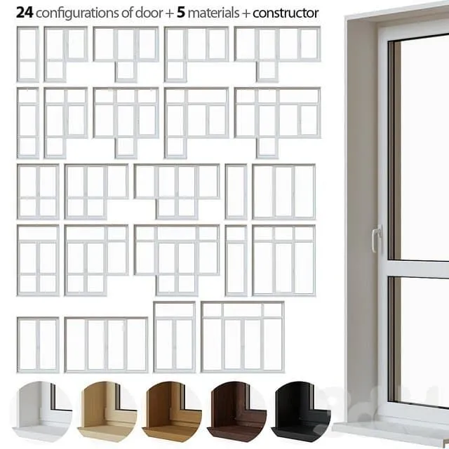 A set of plastic balcony doors 3dsMax Model