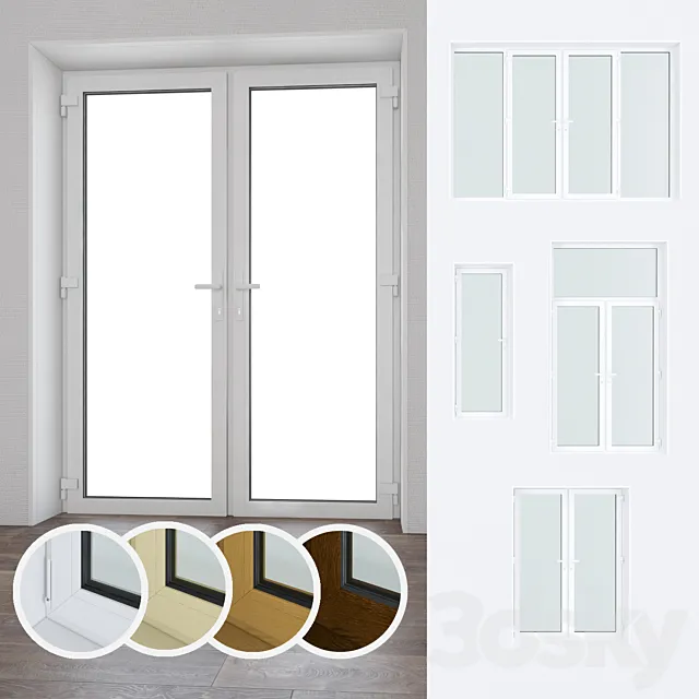 A set of plastic windows and doors 09 3DS Max Model