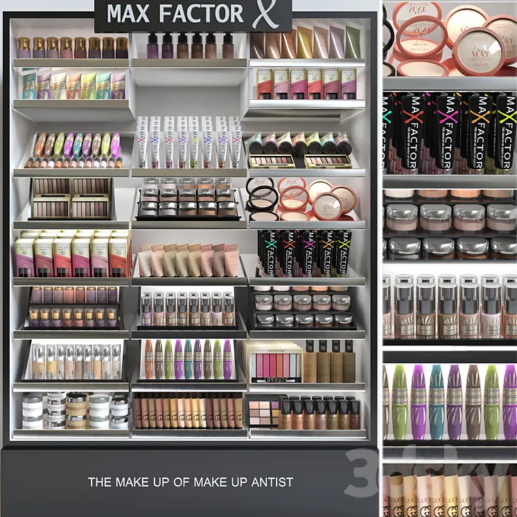 A set of professional cosmetics in a beauty salon or duty free 3 3DS Max