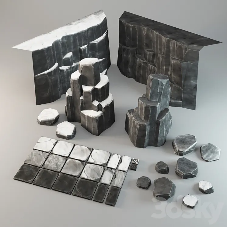 A set of rocks stones and slabs 3DS Max
