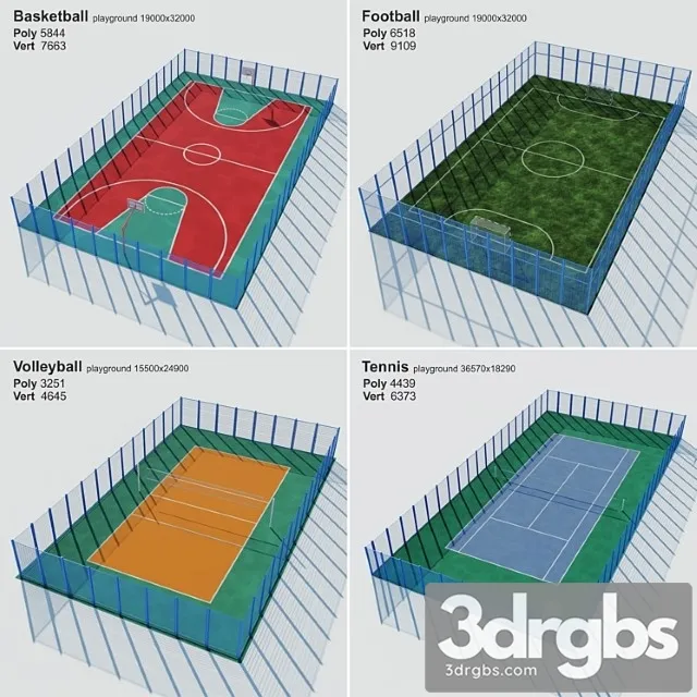 A set of sports fields set sport playground 3dsmax Download