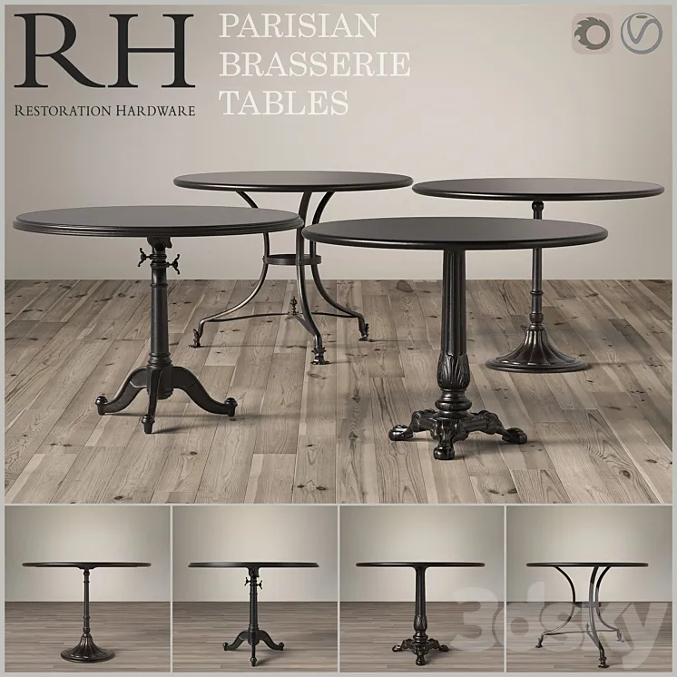 A set of tables Parisian Brasserie Tables Restoration Hardware 3DS Max