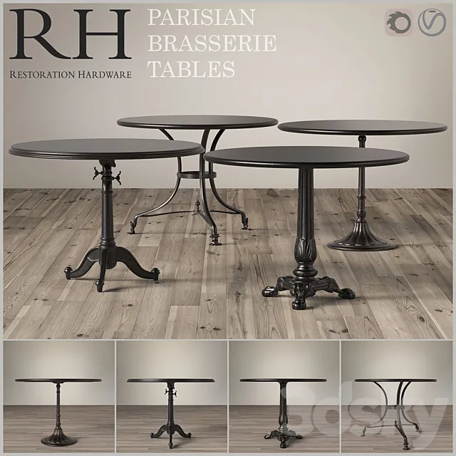 A set of tables Parisian Brasserie Tables Restoration Hardware 3DSMax File
