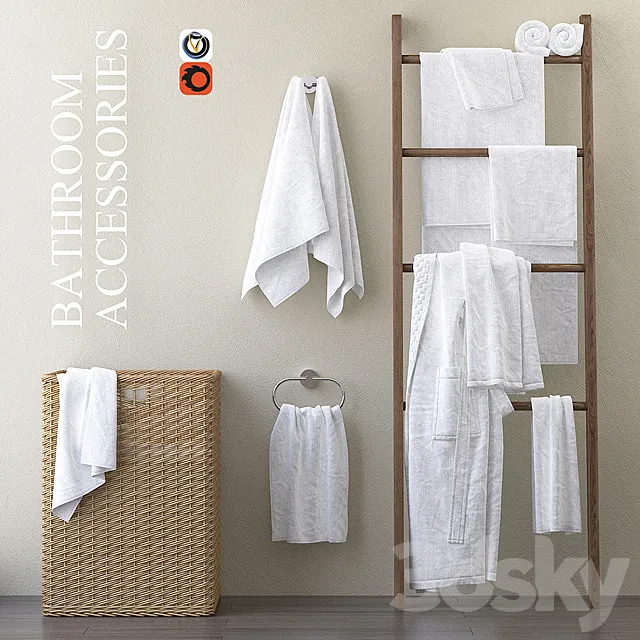 A set of towels for the bathroom m30 3DSMax File