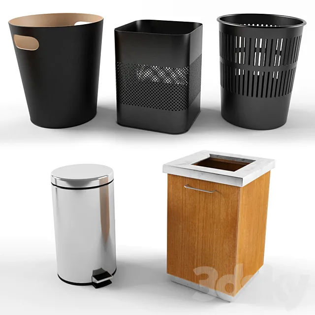 A set of trash bins in the office. 3DSMax File