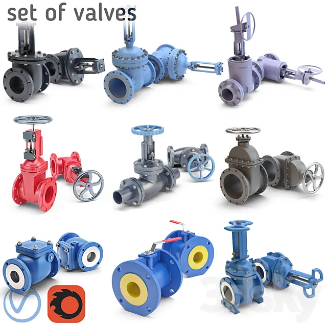 A set of valves 3DSMax File