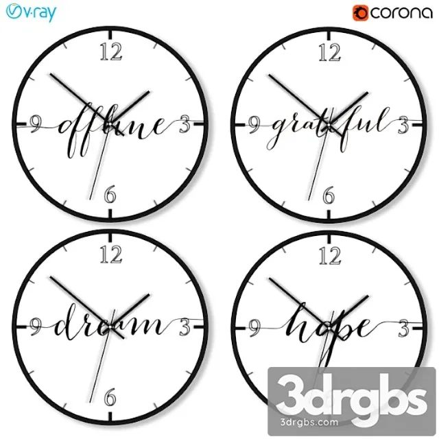 A set of wall clocks with motivational inscriptions 3dsmax Download