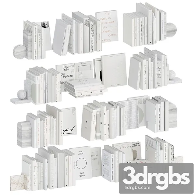A Set Of White Books With Bookends 3dsmax Download