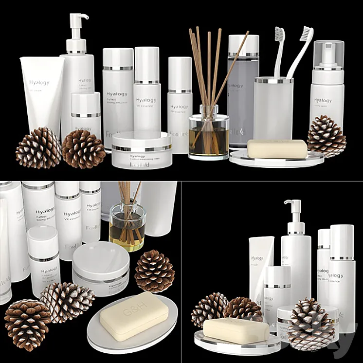 A set of white cosmetics. 3DS Max