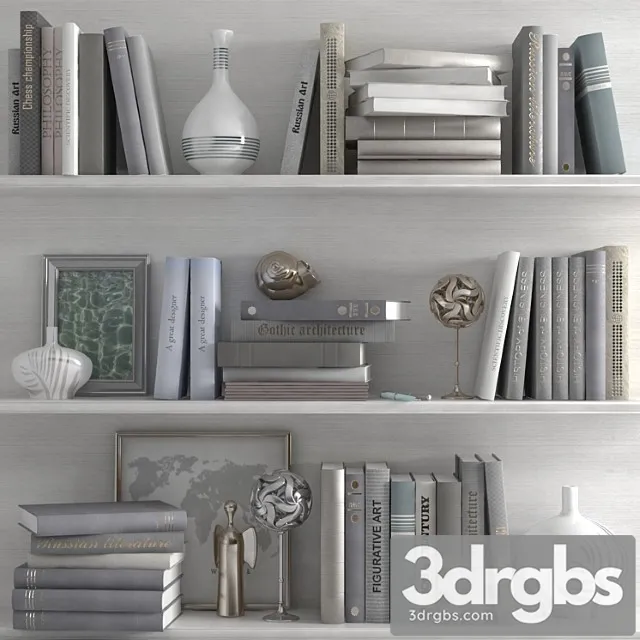 A set of with a decor in bright tones on the shelves 3dsmax Download