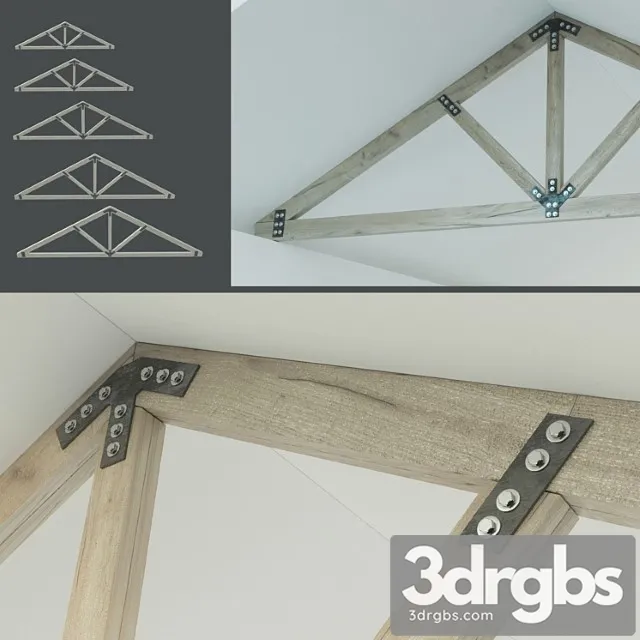 A set of wooden trusses. 6m 8m 10m 12m 14m 3dsmax Download