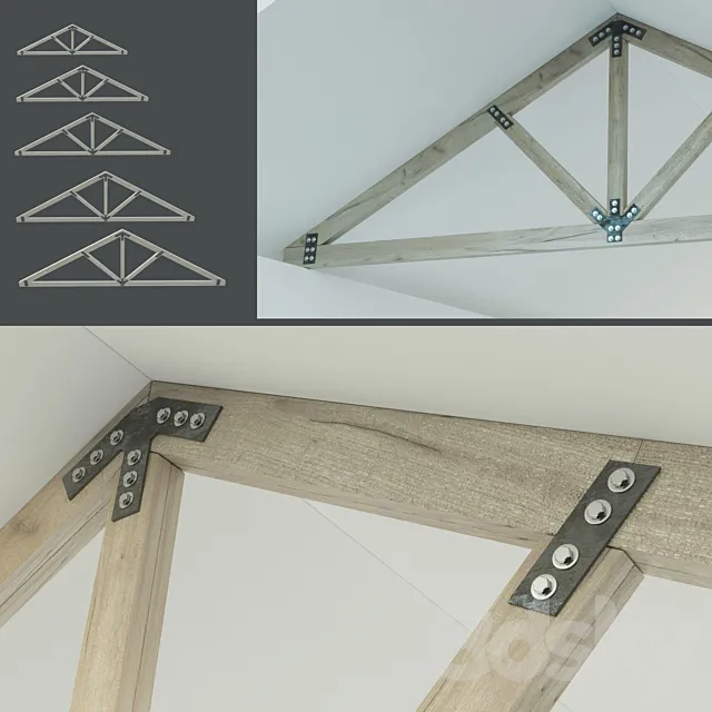 A set of wooden trusses. 6m 8m 10m 12m 14m 3DS Max Model