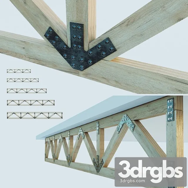 A Set Of Wooden Trusses With Parallel Belts 6m 8m 10m 12m 14m 3dsmax Download