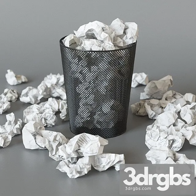 A trash can with papers 3dsmax Download