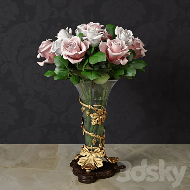 A vase with a bouquet 3ds Max