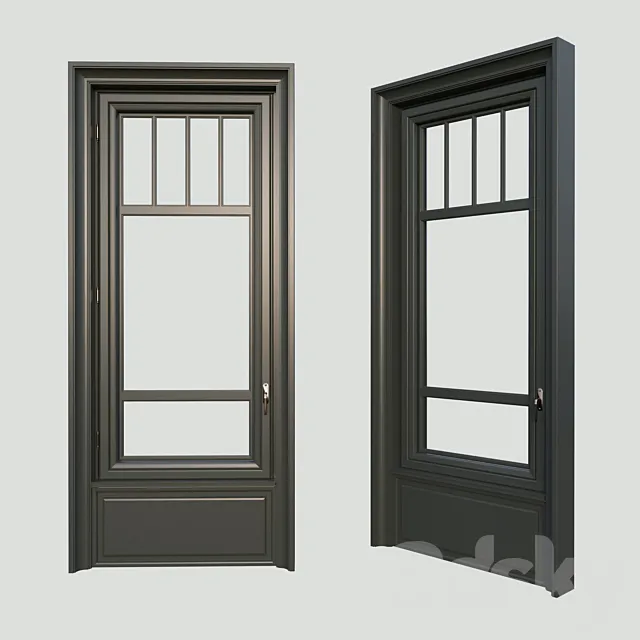 A window in the classical style. The material is dark wood. 3DS Max Model