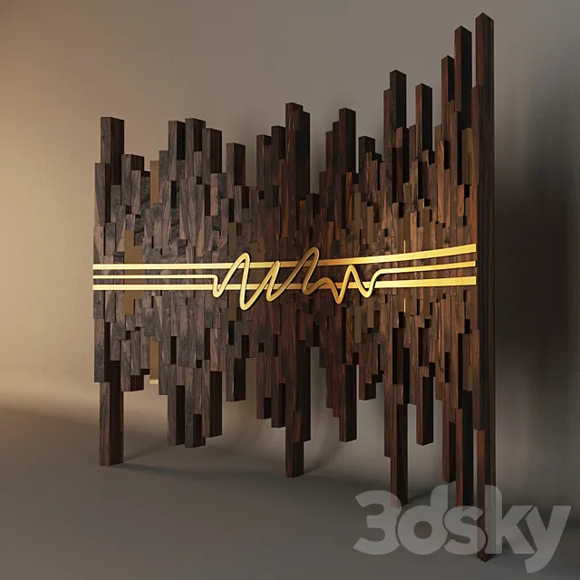 A wooden sculpture of the “Music” 3DS Max Model