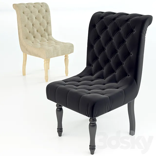 Aberdeen Tufted Black Velvet Dining Chair 3DS Max Model