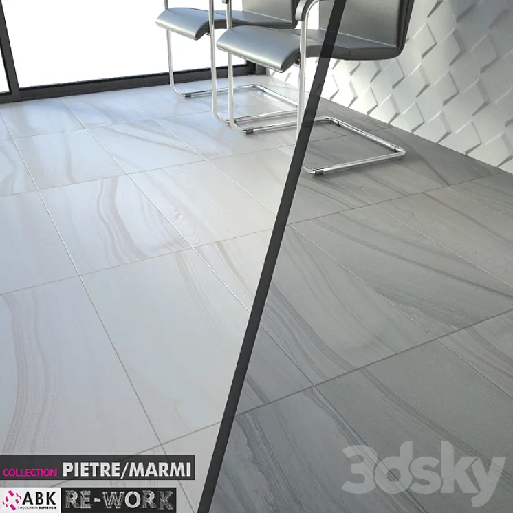 ABK COLLECTION PIETRE MARMI RE-WORK SINGLE 2 GREY WHITE Set 06 3DS Max