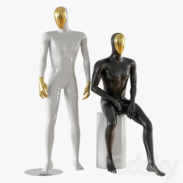Abstract male mannequin gold face 23 3DSMax File
