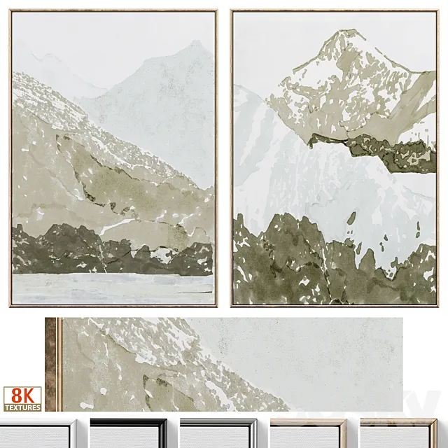 Abstract Mountain Landscape Wall Art C-717 3ds Max